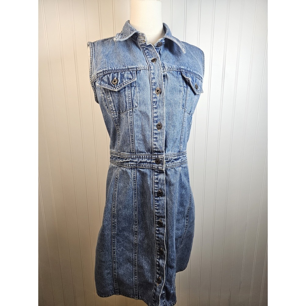 Gap Vintage Denim Jean Dress Women's Size 12 Y2K Preppy Western Festival